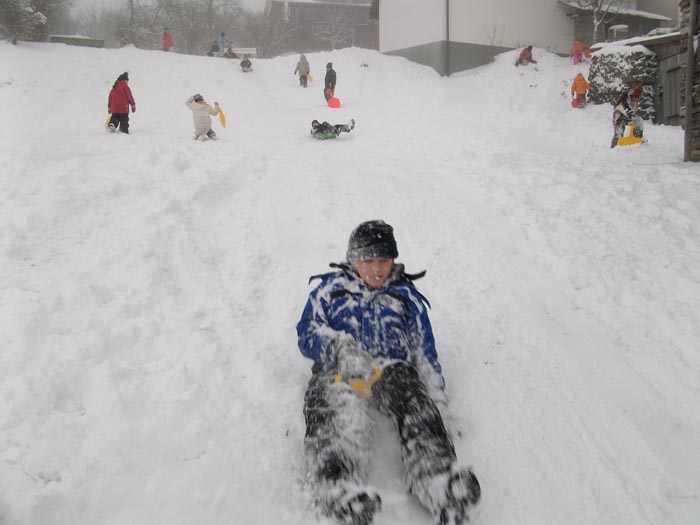 Rodelhang im Winter